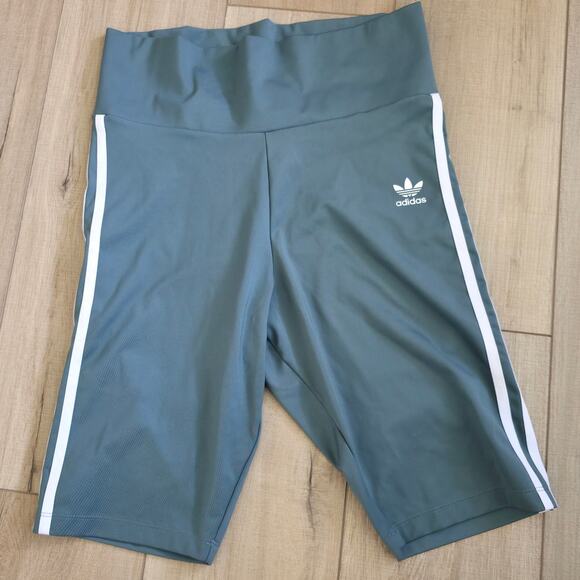 Adidas Prime Blue Gray Blue 3 Stripe Cycling Shorts Women Sz M - Picture 2 of 8